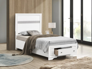 English Elm Madrid Twin Bed With Storage Drawers - Modern White Laminate Design For Small Spaces & Comfort B078S00614