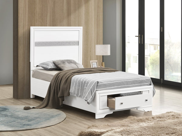 English Elm Madrid Twin Bed With Storage Drawers - Modern White Laminate Design For Small Spaces & Comfort B078S00614