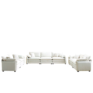 English Elm Modern 3-Piece Sofa Set - Two Stylish 2-Seaters & One Plush 3-Seater In Beige Corduroy Upholstery W714S00687