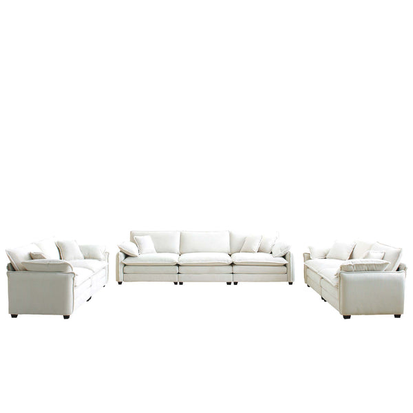 English Elm Modern 3-Piece Sofa Set - Two Stylish 2-Seaters & One Plush 3-Seater In Beige Corduroy Upholstery W714S00687