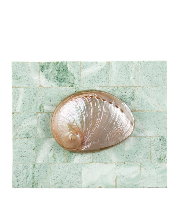 Currey & Company Fiona Box – Exquisite Artisanal Keepsake Holder With Serpentine Mosaic And Elegant Mint Interior Green Stone ,Abalone ,Engineered Wood 1200-1025-currey-company