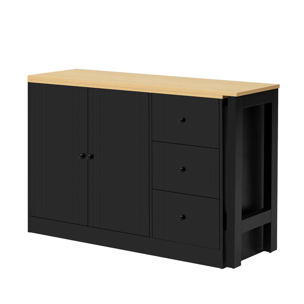 English Elm U_style Extendable Wooden Sideboard with 3 Drawers and 2 Doors for Entryway Living Room N711P334768O