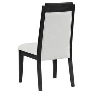 English Elm Mason Ivory & Black Wood Dining Side Chair Set of 2 — Distressed Black Frame, Bordered Ivory Upholstery, Plush Comfort B062P299891