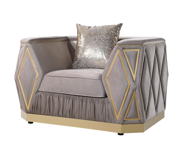 English Elm Cavalli Glam Accent Chair Diamond Quilted Upholstery with Gleaming Gold Metal Base Taupe+Gold B009P417493