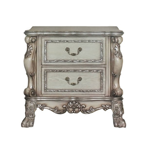 English Elm Vintage Bone White Romantic 2-Drawer Nightstand with Felt-Lined Drawers, Claw Legs, Ornate Charm B062P189125