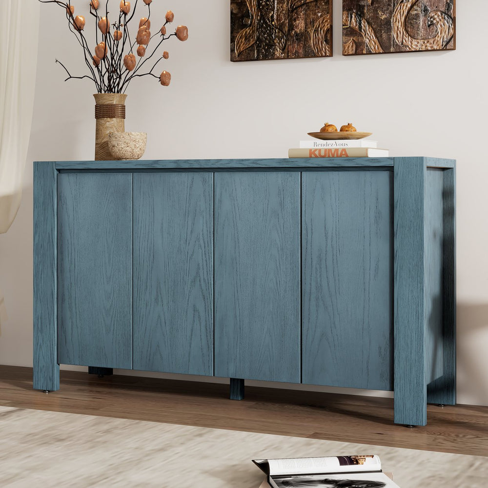 English Elm Trexm Four Door Retro Sideboard Oak Veneer Distressed Storage for Dining Living N715P204444M