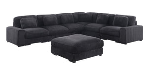 English Elm Sloane 151"W Charcoal Corduroy L-Shaped Modular Sectional Sofa & Ottoman For Stylish Comfort B061S00918-GIGA