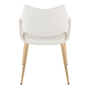 English Elm Chair Set of 2 White Faux Leather Seats with Angular Black Metal Legs Modern Dining B202P471313