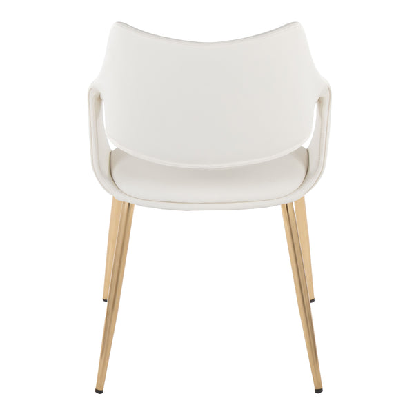 English Elm Chair Set of 2 White Faux Leather Seats with Angular Black Metal Legs Modern Dining B202P471313