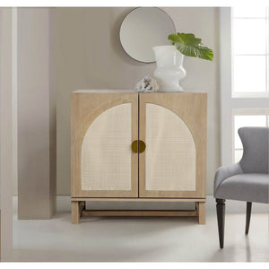 English Elm Boho Rattan Arched Sideboard with Soft Close Doors and Oak Finish for Any Room B011P474819