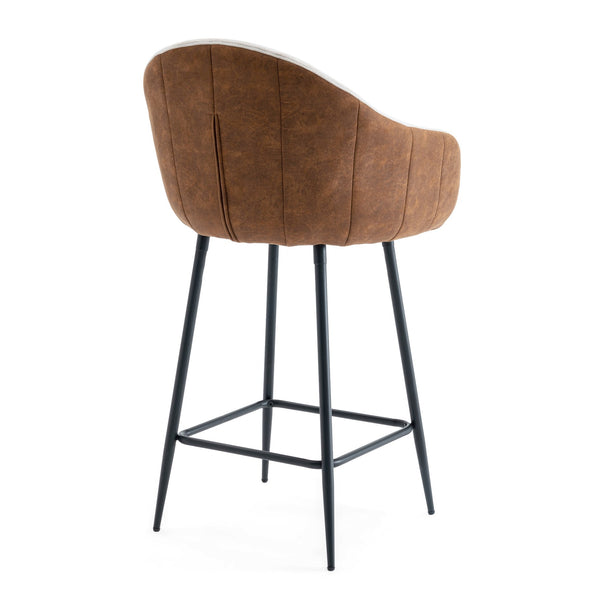 English Elm Christopher Knight Home® - 26.5'' Modern-Style Counter Height Bar Stools with Two-Tone Beige Brown Upholstery and Metal Legs, Cushioned Comfort for Kitchen Island and Home Bar (26.5" Seat) N780P225243B