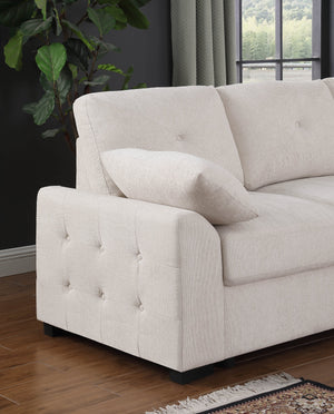 English Elm Multi Functional L Shaped Sectional Sofa with Sleeper and Hidden Storage Chaise Beige B2730S00057