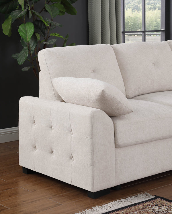 English Elm Multi Functional L Shaped Sectional Sofa with Sleeper and Hidden Storage Chaise Beige B2730S00057