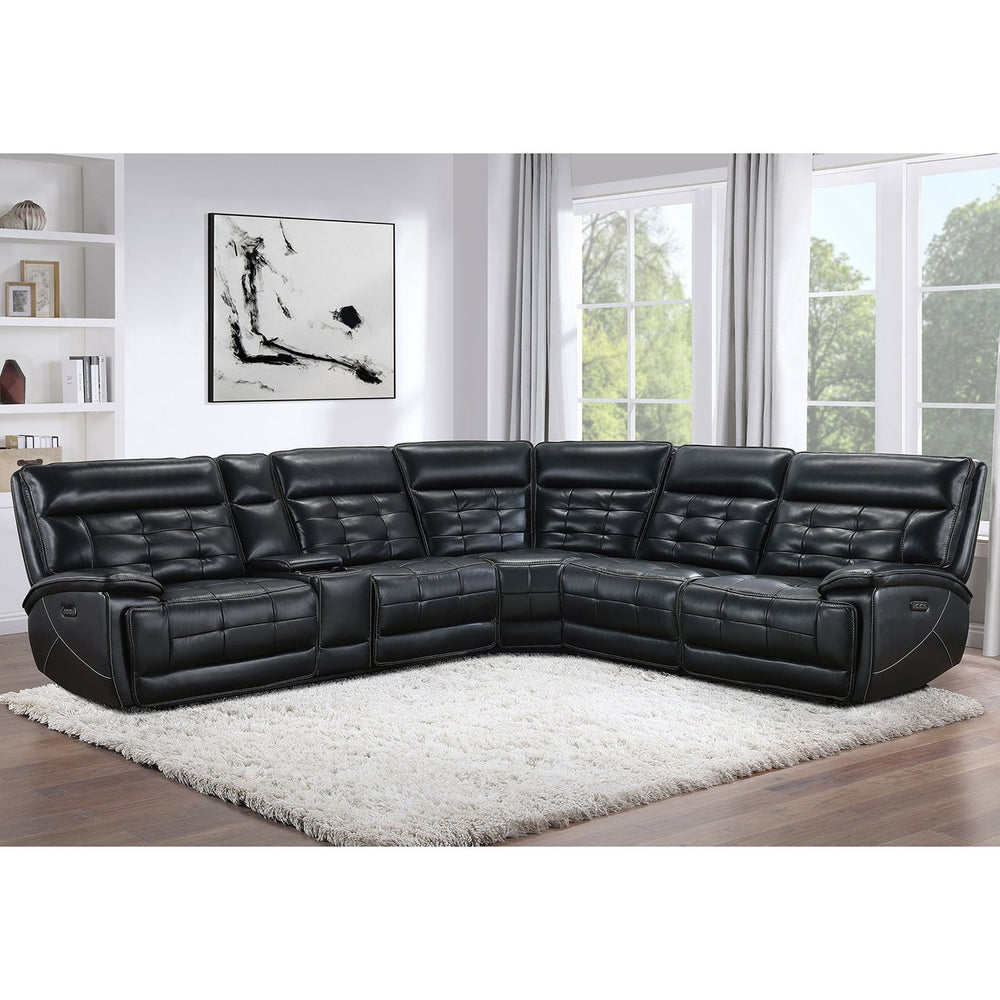 English Elm Hayden Top-grain Leather Power Reclining Sectional with Usb Charging Console B062S01732