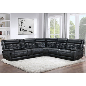 English Elm Hayden Top-grain Leather Power Reclining Sectional with Usb Charging Console B062S01732