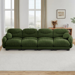 English Elm Pleated Chenille Modular Sofa with Ergonomic Foam Cushions and Sculptural Curved Armrests Green W5656S00052