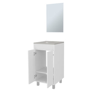 English Elm Saratoga Space-Saving Bathroom Cabinet with 2 Soft-Close Doors, White Melamine, Scratch-Resistant Finish B128P314812