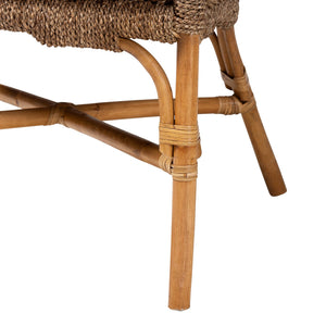 English Elm Bohemian Rattan Seagrass Accent Chair with Curved Back for Coastal Living Rooms B2750P467779