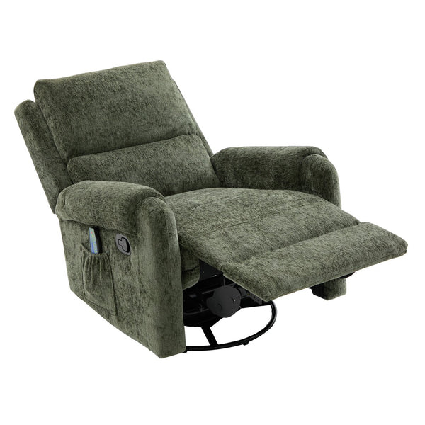 English Elm Manual Recliner Swivel Rocker Massage Chair Chenille Nursery and Living Room Seat Green N763P347287F