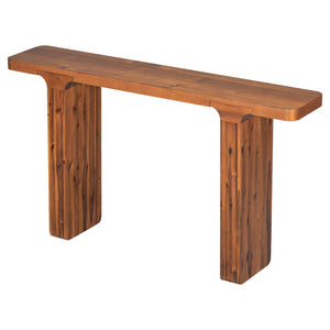 English Elm U_style Farmhouse Console Table Acacia Veneer Top Solid Wood Legs Entryway Foyer N711P207657A