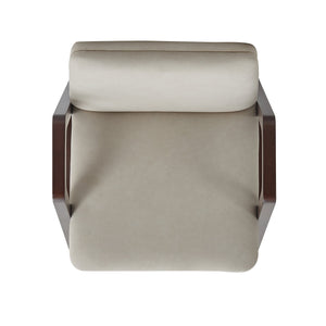 English Elm Stella Sculptural Wood Velvet Armchair in Graphite with Dark Walnut Frame, Luxe Upholstery, Durable Design Champagne B365P397796