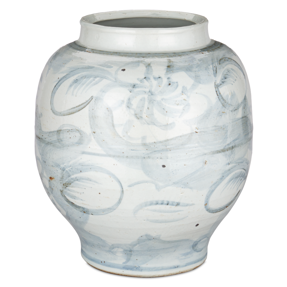 Ming-Style Countryside Preserve Pot: Artisan Porcelain Elegance with Blue Motifs for Timeless Decor