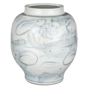 Ming-Style Countryside Preserve Pot: Artisan Porcelain Elegance with Blue Motifs for Timeless Decor