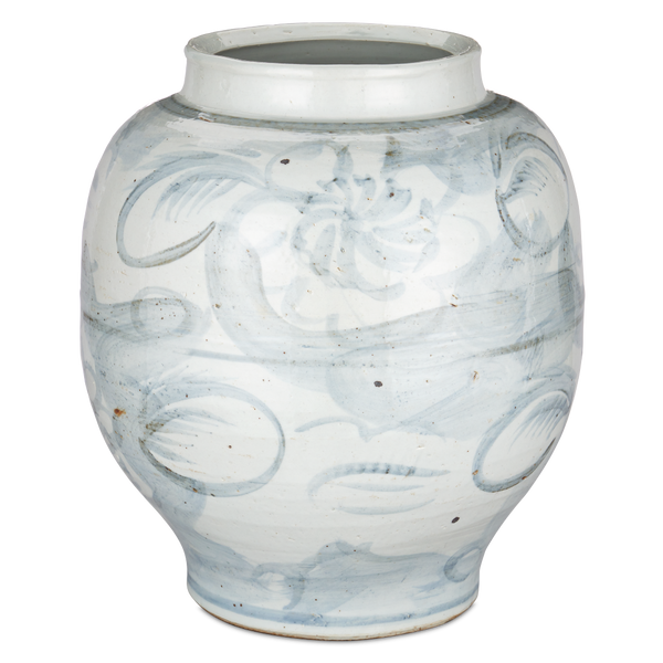 Ming-Style Countryside Preserve Pot: Artisan Porcelain Elegance with Blue Motifs for Timeless Decor