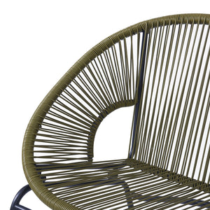 English Elm Christopher Knight Home® - CONDESSA Modern Outdoor Wicker Loveseat with Hammock Weave, Durable PE Rattan & Powder Coat Iron Frame Green N775P241727G