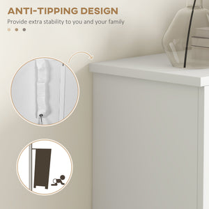 English Elm HOMCOM Narrow Shoe Storage Cabinet with Open Shelf & 2 Flip Drawers, Adjustable Shelves, White W2225P173976