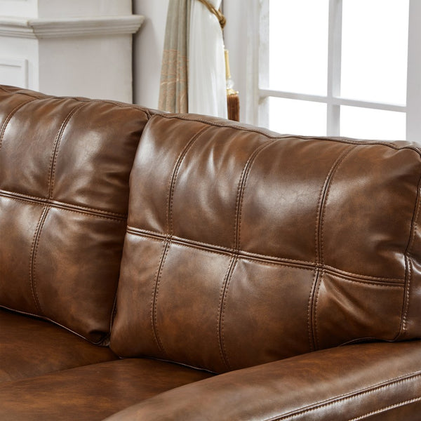 English Elm 59" Club Style Tufted Pu Leather Loveseat with Hidden Storage and Wide Padded Armrests Brown W1097S00245