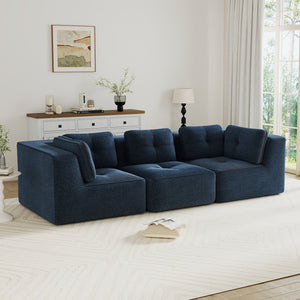 English Elm Modern Corduroy Sectional Sofa Tufted Modular Deep Seat Living Room Couch Blue W714S01801