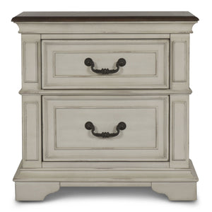 English Elm Nicolas Beige 2-Drawer Nightstand With Bracket Legs