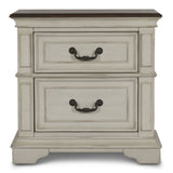 Beige Nightstand with 2 Drawers, Velvet-lined, Durable Design (28