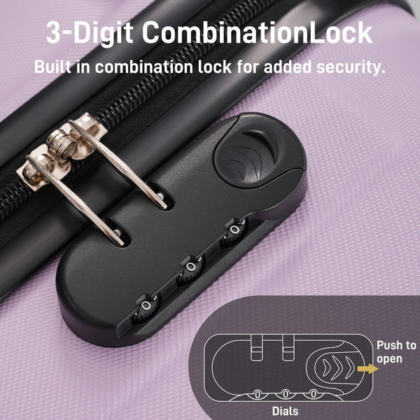 English Elm Hardshell 3 Piece Luggage Set Abs Spinner Suitcase with Tsa Lock Telescoping Handle Pink Purple N732P308497I