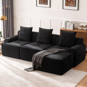 English Elm Sectional Cloud Sofa with Fuzzy Foam Cushions Deep Sink Comfort for Living Rooms W5385P446001