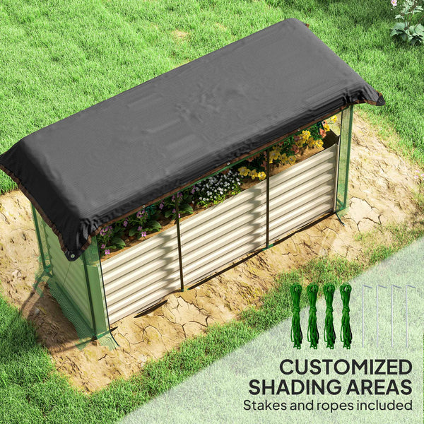 English Elm Galvanized Steel Raised Garden Bed with Hdpe Crop Cage and Shade Cloth Kit T3971P422481