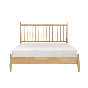 English Elm Mid-Century Queen Platform Bed with Vertical Slat Headboard, Low-Profile Wooden Frame, No Box Spring Needed Natural 60.25 L x 25 W x 6 H B011P211340