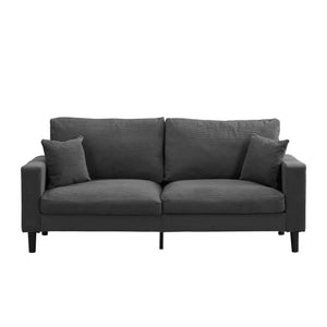 English Elm 74" High Resilience three seater Sofa with Corduroy Upholstery, Plush High-Density Cushion, Sturdy Wooden Frame, Stylish Apartment Seating Dark Gray 35.83 L x 31.9 W x 12.6 H W2297P264467
