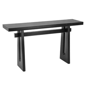 English Elm Mirod Wood Veneer Geometric Console Table Sculptural Sled Base for Entryway Hallway N760P321811B