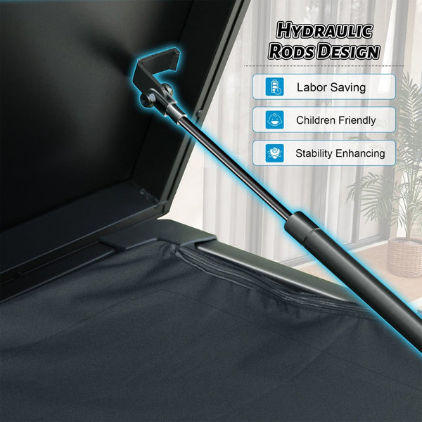 English Elm Outdoor Storage Box - 100 Gallon Waterproof Metal Deck Box With Lock, Wheels & Oxford Fabric Bag W1859P352905-GIGA