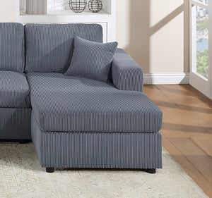 English Elm Stunning Corduroy 2pc Sectional Sofa with Dual Chaises, Square Arms, Plush Pillows, Modern Luxe Dark Gray 69 L x 35 W x 18 H B011S01237