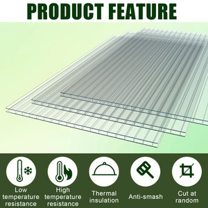 English Elm 10 Pack Twin Wall Polycarbonate Greenhouse Panels Uv Blocking Insulated Roofing Sheets W3213P460532
