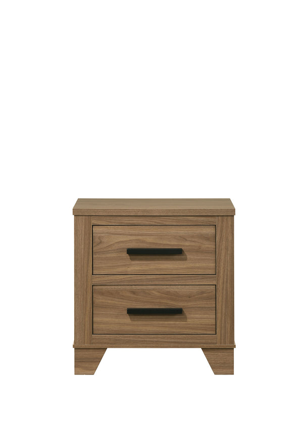 English Elm Transitional Walnut Nightstand Dovetail Drawers Matte Bar Pulls Bedroom Storage B2741P430423