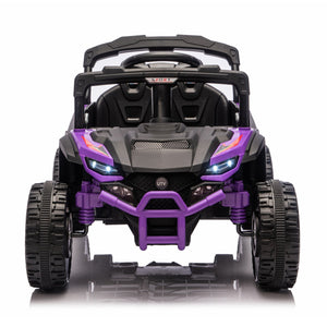 English Elm 24v Kids Utv Ride on with Dual 80w Motors Remote Control and Four Wheel Suspension Purple+Black W1578P343323
