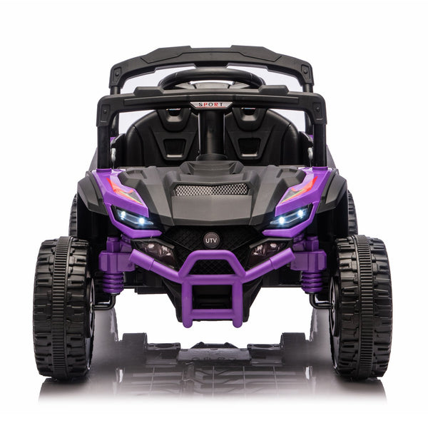 English Elm 24v Kids Utv Ride on with Dual 80w Motors Remote Control and Four Wheel Suspension Purple+Black W1578P343323
