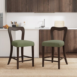 English Elm Christopher Knight Home® - Counter Stool with Curved Ergonomic Back, Solid Rubberwood Frame and Plush Upholstered Seat for Comfort Dark Brown,Green N771P254008L