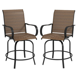 English Elm Outsunny Outdoor Bar Stools Set Of 2 - 360° Swivel Patio Chairs With Armrests, Weather-Resistant Design W2225P174469-GIGA