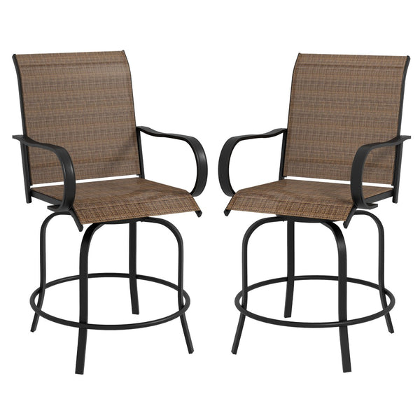 English Elm Outsunny Outdoor Bar Stools Set Of 2 - 360° Swivel Patio Chairs With Armrests, Weather-Resistant Design W2225P174469-GIGA
