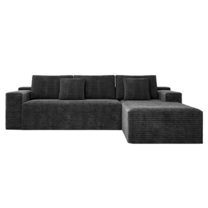 English Elm 104.3*68.9"modular Corduroy Sectional Sofa Two Piece Reversible Chaise for Living Room W3819P448427